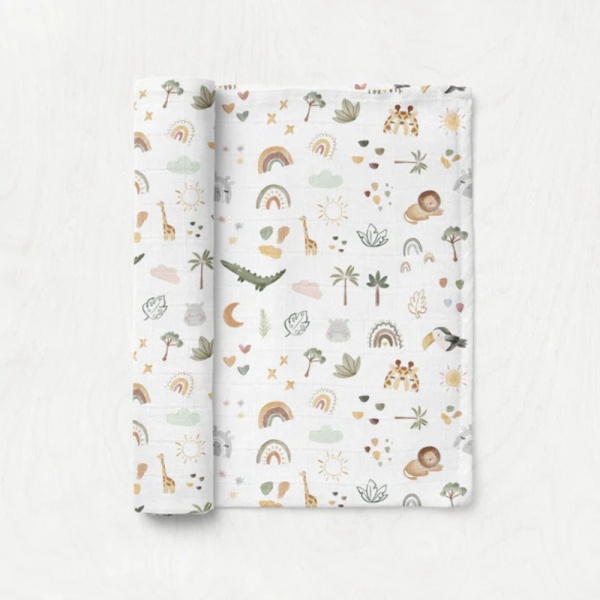 Boho Safari Muslin Swaddle Blanket by BabyBells